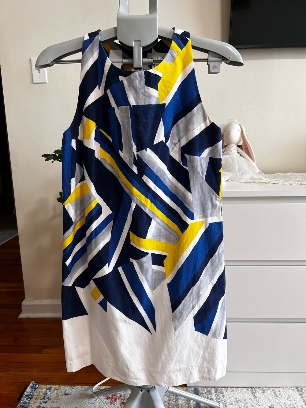 Milly Navy, White & Yellow Abstract Girls' Shift Dress
